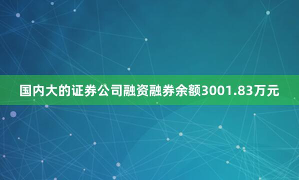 国内大的证券公司融资融券余额3001.83万元